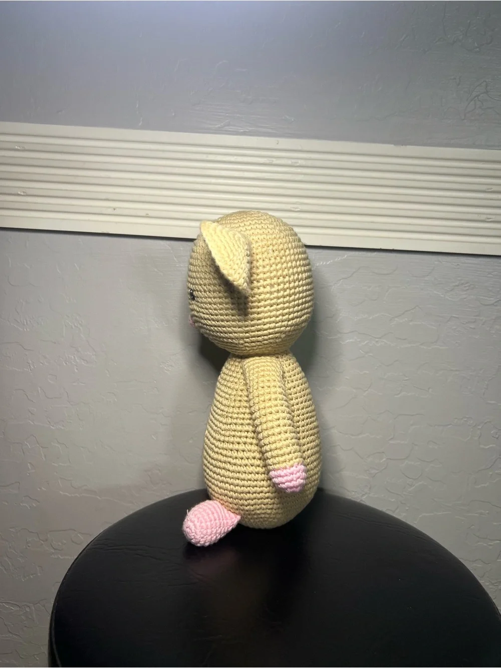 Handmade Beige and Pink Crochet mouse Plush Toy